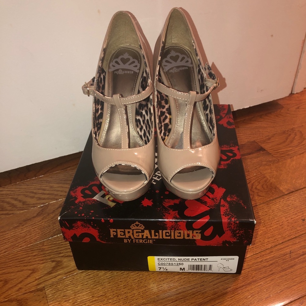 Patent Leather Nude peep toe Mary Janes